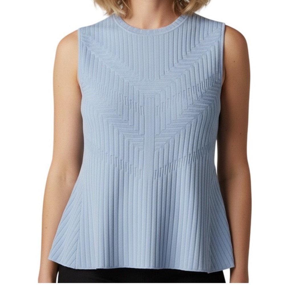 HALOGEN Periwinkle Blue Ribbed Knit‎ Peplum Tank Top Size 1